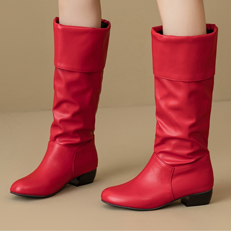 Women Shoes Waterproof - Sepatu Bot Setinggi Lutut Lipit Musim