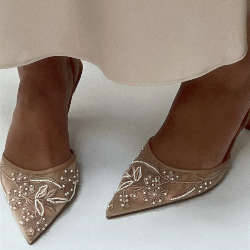 Women Shoes Branded - Sandal Hak Tinggi Wanita Model Renda