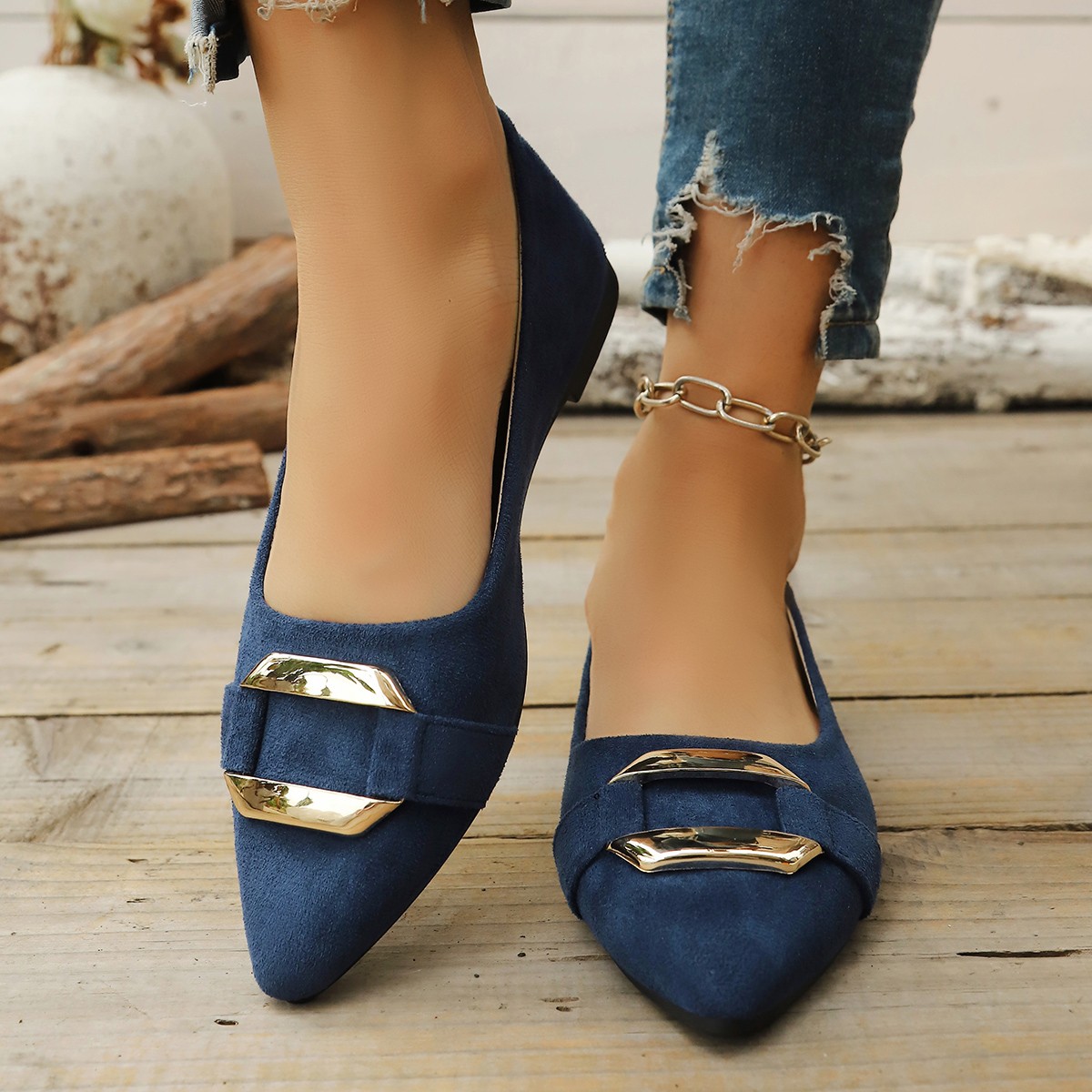 Women'S Shoes In Fashion - Sepatu Kasual Hak Rendah Seksi Berujung