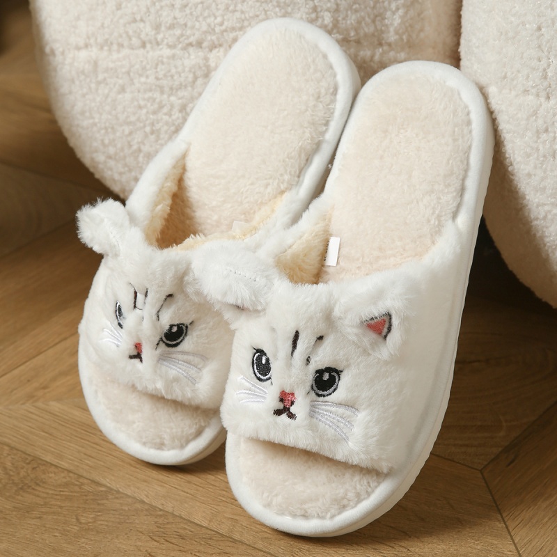 Women Shoes For Winter - Sendal Jepit Bulu Kucing Lucu Untuk