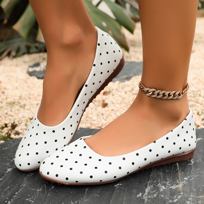 Sepatu Flat Wanita Putih Polka - Loafer Flat Women ulasan dan harga