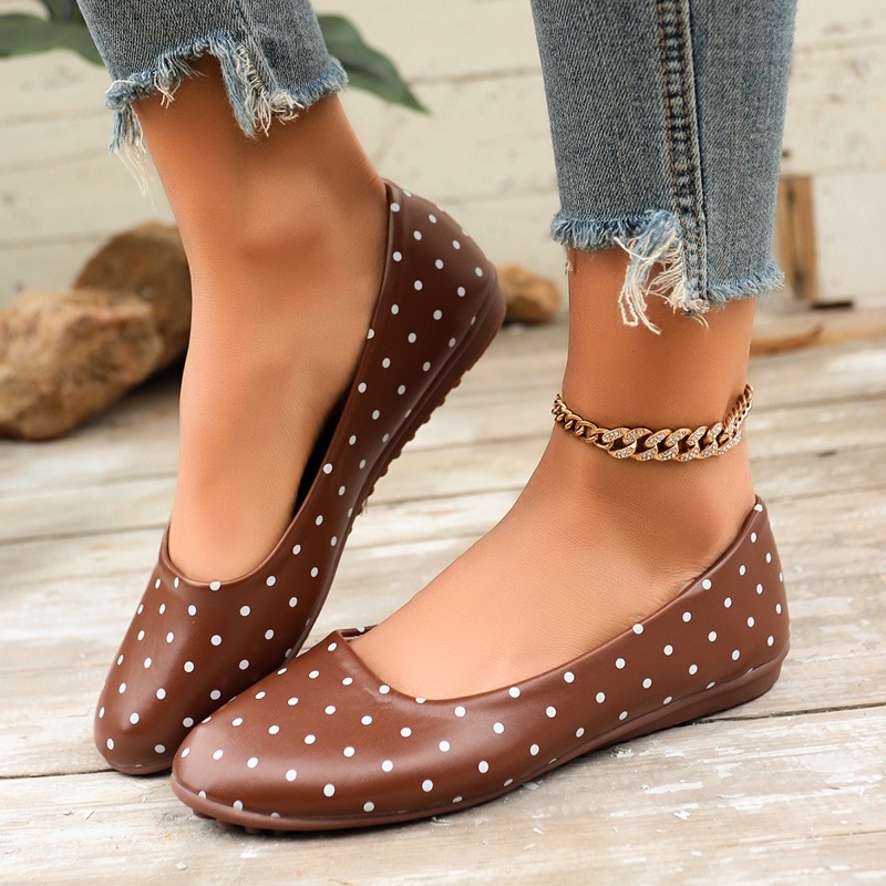 Sepatu Flat Wanita Putih Polka - Loafer Flat Women ulasan dan harga