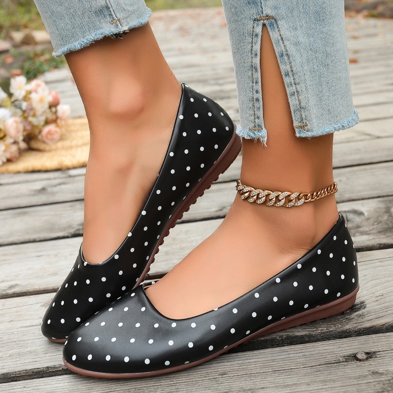 Sepatu Flat Wanita Putih Polka - Loafer Flat Women ulasan dan harga