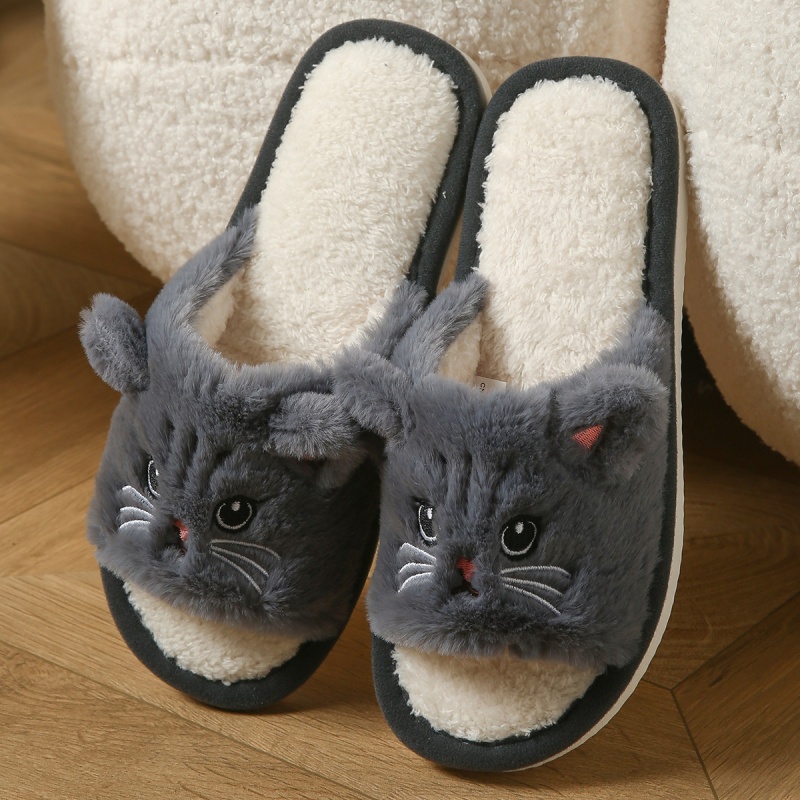 Sendal Jepit Bulu Kucing Lucu  - Women Shoes For Winter ulasan dan harga