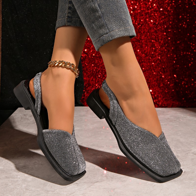 Sepatu Flat Slingback Berkilau - Loafer Flat Women ulasan dan harga